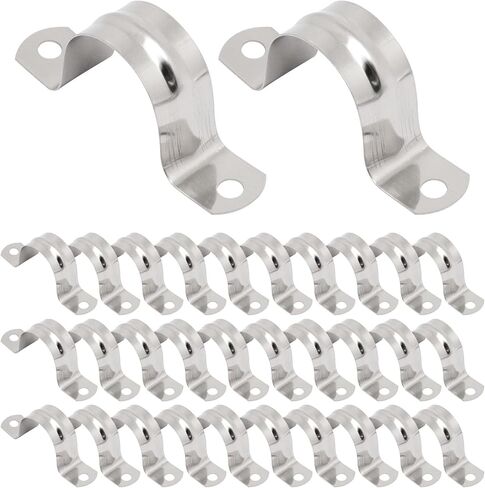 M8 (5/16 Inch) Conduit Clamp 50 Pcs, Stainless Steel 2 Hole Strap U Bracket Rigid Pipe Strap Clamp Fit for 5/16 Inch Pipes OD, U Tube Strap Clamp for Pipe Fixing on Various Surfaces in Kuwait