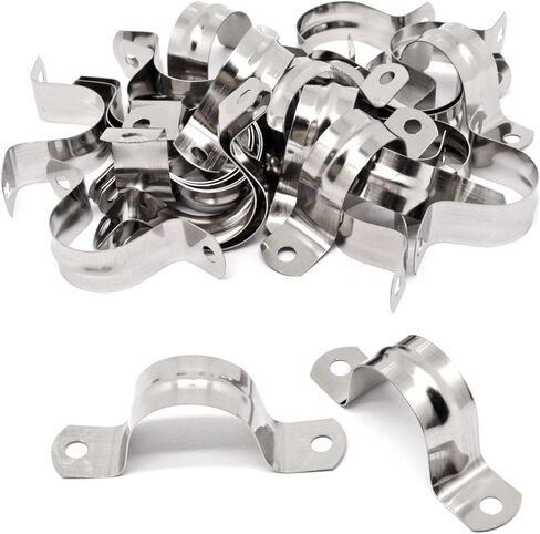 M8 (5/16 Inch) Conduit Clamp 50 Pcs, Stainless Steel 2 Hole Strap U Bracket Rigid Pipe Strap Clamp Fit for 5/16 Inch Pipes OD, U Tube Strap Clamp for Pipe Fixing on Various Surfaces in Kuwait