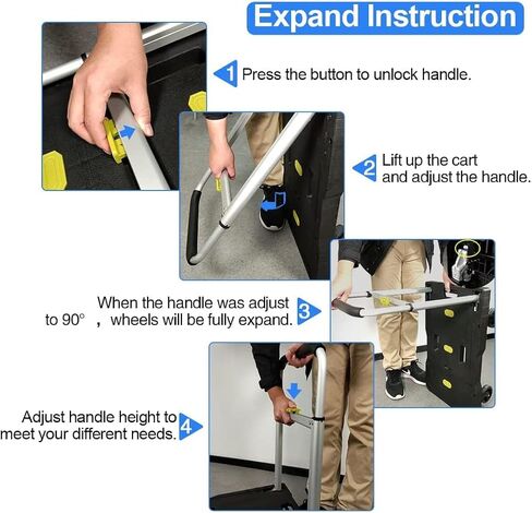 Platform Truck Folding Hand Truck 330 LB Heavy Duty Utility Dolly Flatbed Luggage Push Cart Fully Folded Compact Cart, Portable Trolley with 1 Elastic Ropes, Easy Storage & Lightweight for Moving in Saudi Arabia