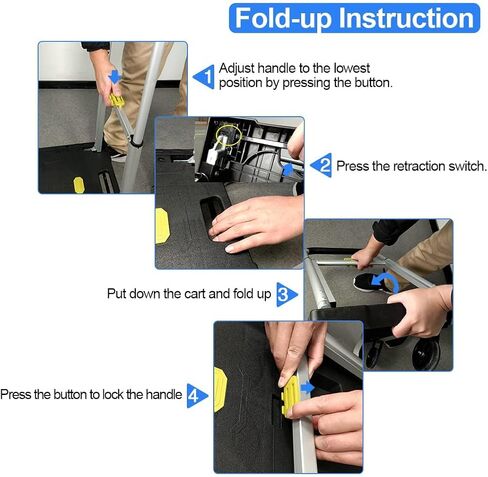 Platform Truck Folding Hand Truck 330 LB Heavy Duty Utility Dolly Flatbed Luggage Push Cart Fully Folded Compact Cart, Portable Trolley with 1 Elastic Ropes, Easy Storage & Lightweight for Moving in Saudi Arabia