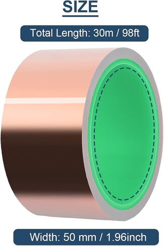 Copper Foil Tape (30mm x 30m) 0.05mm Thickness with Double-Sided Conductive Tape for Guitar & EMI Shielding, Paper Circuits, Garden, Electrical Repairs in Saudi Arabia