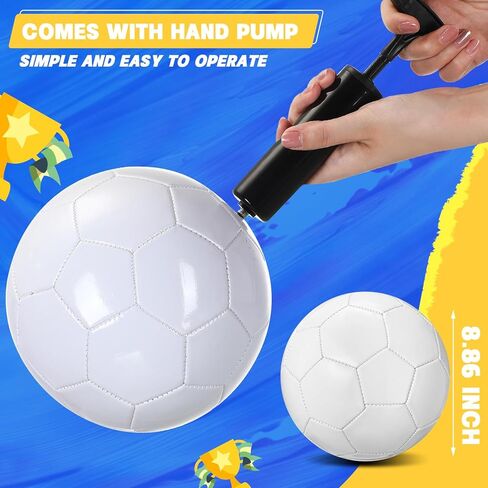 Jexine 6 Pcs All White Soccer Ball Blank Soccer Ball Christian Charity Donation Plain White Soccer Ball DIY Soccer with Needle Pump for Painting Training Practice Signatures in Kuwait