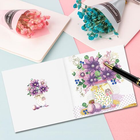 12pcs 5D DIY Diamond Painting Birthday Greeting Card - Rhinestone Embroidery Arts Craft Cards Kits For Birthday Thanksgiving Christmas Crafts Gift in Kuwait