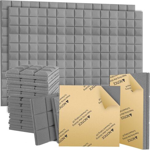 48 Pack Acoustic Insulation Panels 2" X 12" X 12" Self-Adhesive Mushroom Acoustic Foam Panels High Density Sound Proofing Padding Recording Studio Foam Absorber-Gray in Saudi Arabia