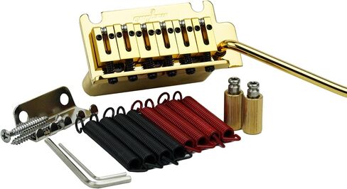 Guyker Guitar Tremolo Bridge with Brass Roller Saddle String Space 10.5mm & Brass Block & Spring and Claw, Pop-In Vibrato Bar, Complete Install Kit for Start ST Electric Guitar(GG-2001, Chrome) in Kuwait