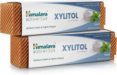 Himalaya Botanique Whitening Antiplaque Toothpaste with Xylitol, Fluoride Free, for Plaque Reduction & Gentle Whitening, 4 oz, 4 Pack in Saudi Arabia