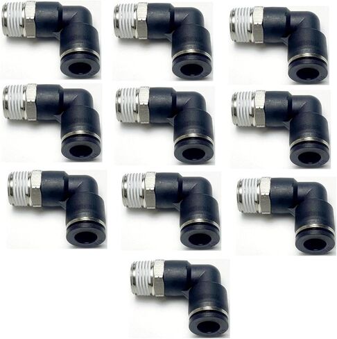 Pneumatic Elbow Push to Connect Fitting 1/8 Inch Tube OD x 1/8 NPT Male Thread,90 Degree Elbow Pneumatic Tube Connector PL1/8-N1(Pack of 10) in Saudi Arabia