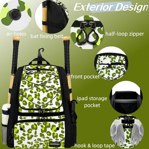 Softball Bag, Youth Softball Bag Baseball Bat Bag with Vented Shoe Compartment, Softball Equipment Bag TBall Bat with Fence Hook, for Batting Mitten, Helmet, Teeball Gear Adult Boys Girls Kid in Saudi Arabia