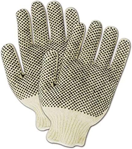 MAGID MultiMaster Knit Double Dot Glove, 12 Pairs, Two-Sided Plastic Dots, 10" Length, Natural in Saudi Arabia