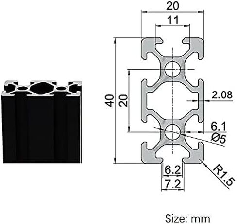 2 pack 2040 Aluminum Extrusion Profile Length 59.06 inch / 1500mm Silver, 20 x 40mm 20 Series T Type T-slot European Standard Extrusions Profiles Anodized Linear Rail Guide Frame for CNC in Saudi Arabia