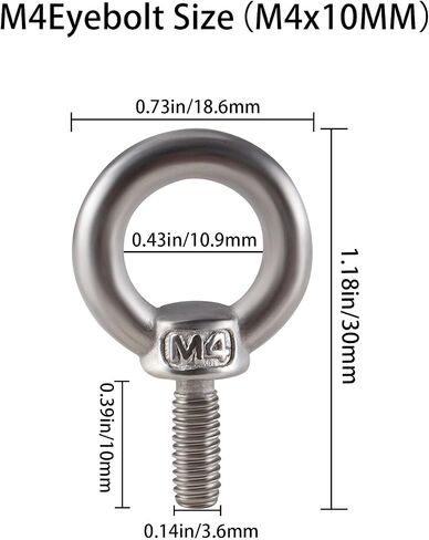 12Pcs M6*14mm Lifting Ring Eye Bolts, M6 304 Stainless Steel Lifting Shoulder Eye Bolts with Washers and Nuts, M6 Screw Eye Bolts for Machinery Use in Saudi Arabia