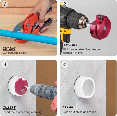 3Pcs PVC Pipe Reamer Kit Compatible with 1-1/2inch,2inch, 3inch PVC Pipe. PVC Fitting Saver for Water Lines, Drain Lines, and Vent Lines - Plumbing Tool for Pipe Cutting - Clean Ream Extreme in Saudi Arabia