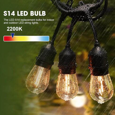 S14 LED Bulbs for Outdoor String Lights, 36 Pack Shatterproof Replacement Edison Bulbs for Patio String Lights Outdoor Waterproof, Warm White 2200K, Dimmable, E26 Standard Base in Saudi Arabia