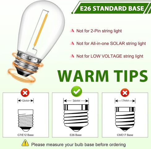 S14 LED Bulbs for Outdoor String Lights, 36 Pack Shatterproof Replacement Edison Bulbs for Patio String Lights Outdoor Waterproof, Warm White 2200K, Dimmable, E26 Standard Base in Saudi Arabia