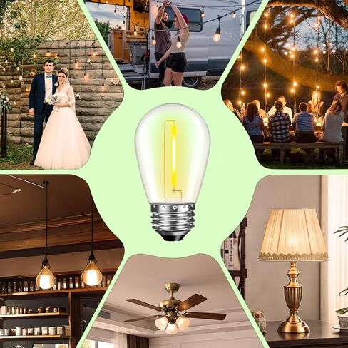 S14 LED Bulbs for Outdoor String Lights, 36 Pack Shatterproof Replacement Edison Bulbs for Patio String Lights Outdoor Waterproof, Warm White 2200K, Dimmable, E26 Standard Base in Saudi Arabia