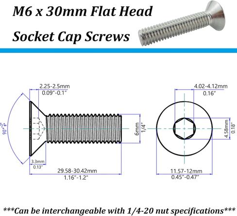 M6 x 20mm Flat Head Socket Cap Screws,Fajoeda 20Pcs M6 Countersunk Bolts 18-8 (304) Stainless Steel Hex Socket Cap Screws in Saudi Arabia