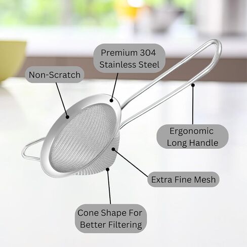 Cocktail Strainer - Stainless Steel Hawthorne Strainer With Handle - Bar Strainer With High Density Spring - Drink Strainer For Cocktails Great For Home Bar Or Professional Bartenders in Saudi Arabia