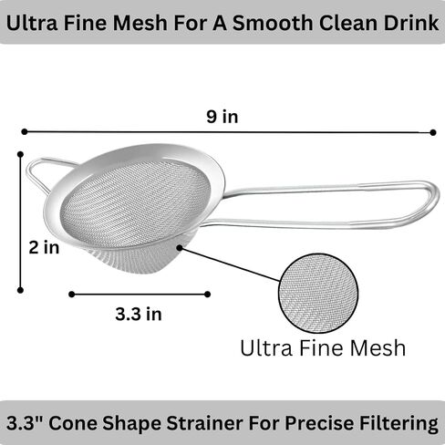 Cocktail Strainer - Stainless Steel Hawthorne Strainer With Handle - Bar Strainer With High Density Spring - Drink Strainer For Cocktails Great For Home Bar Or Professional Bartenders in Saudi Arabia