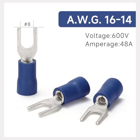 90PCS Fork Wire Connectors Insulated - Yellow 12-10 AWG M4 Stud Size #8 - U-Type Tinned Copper Spade Electrical Crimp PVC Terminals in Saudi Arabia