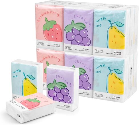 Pocket Tissue, Travel Size Facial Tissue Bulk, Animal Pattern Tissue Packs, Small Individual Tissue Mini Cute Disposable Handkerchief For Outing Travel Wedding Party Favors 3 Ply 8 Sheets (27 Pack) in Saudi Arabia