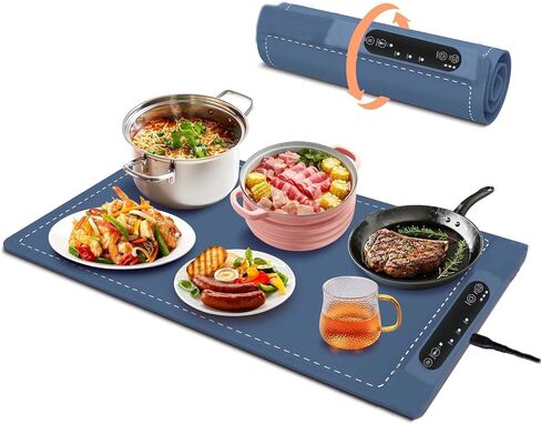 Food Warming Mat for Buffet, Electric Warming Tray to Keep Food Warm at Party, Silicone Heating Mat with 3 Temperature Levels& Auto Shut-Off, Portable Food Warmer for Parties Home Travel(White) in Saudi Arabia
