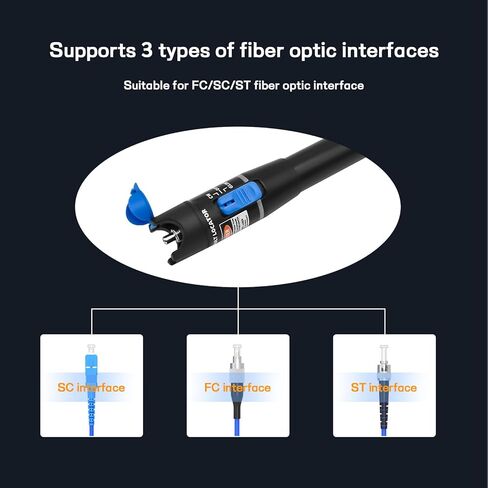 Visual Fault Locator Fiber Optic Tester 5mW - VFL Fiber Optic Red Light Test Pen, Fits SC FC ST Interface Fiber Optic Network Detector Meter in Saudi Arabia