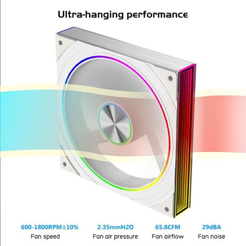 Transwarp 140mm RGB Reverse Fan, Infinity Mirror 5V ARGB PWM Case Fan 140mm Single Pack，Suitable for Computer Case & CPU Cooling（Black） in Saudi Arabia