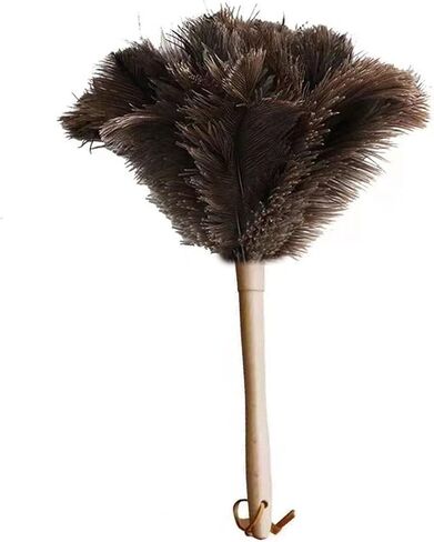 Ostrich Feather Dusters, Naturally Soft, Easy to Dust, Multi-Purpose Use, Solid Wood Handle, 17.3'' Long, White in Saudi Arabia
