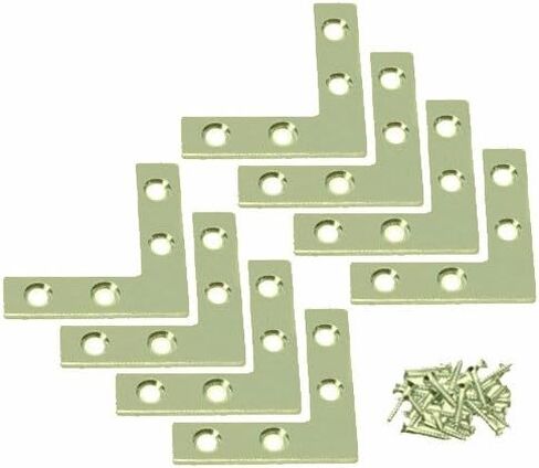 Wideskall® 2" inch Flat Corner Angle Brace Repair Plated Bracket Bright Brass w/Screws (Pack of 40) in Saudi Arabia