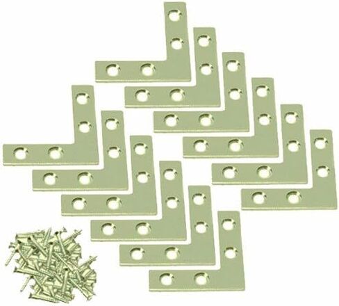 Wideskall® 2" inch Flat Corner Angle Brace Repair Plated Bracket Bright Brass w/Screws (Pack of 40) in Saudi Arabia
