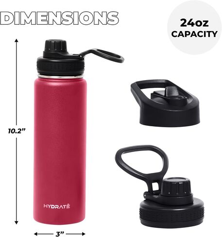 HYDRATE Water Bottle Insulated - Stainless Steel Water Bottles - Reusable Flask with Leak-Proof Design and Convenient Handle - Double Vacuum Insulated Water Bottle in Saudi Arabia