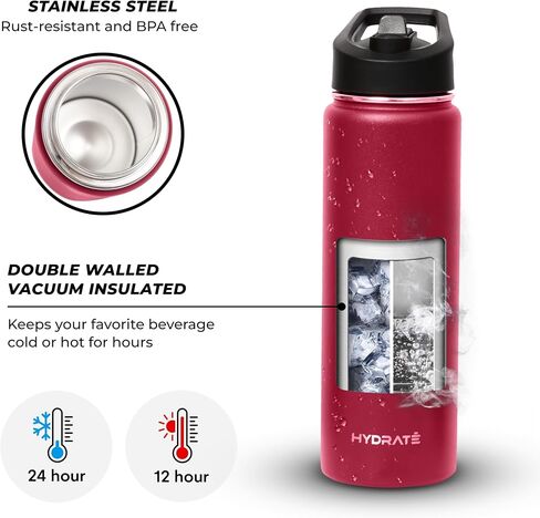 HYDRATE Water Bottle Insulated - Stainless Steel Water Bottles - Reusable Flask with Leak-Proof Design and Convenient Handle - Double Vacuum Insulated Water Bottle in Saudi Arabia