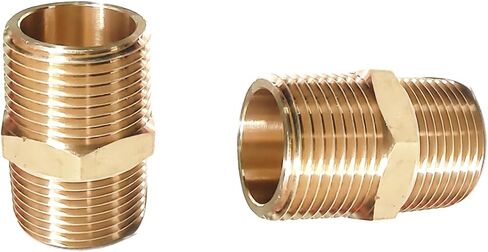 2PCS Hex Brass Nipple 3/8"NPT Male X 3/8" NPT Male Pipe Fitting 3/8 inch Brass Pipe Nipples Male Pipe Adapter Fittings Heavy Equal Brass Nipples Connectors (Male 3/8) in Kuwait