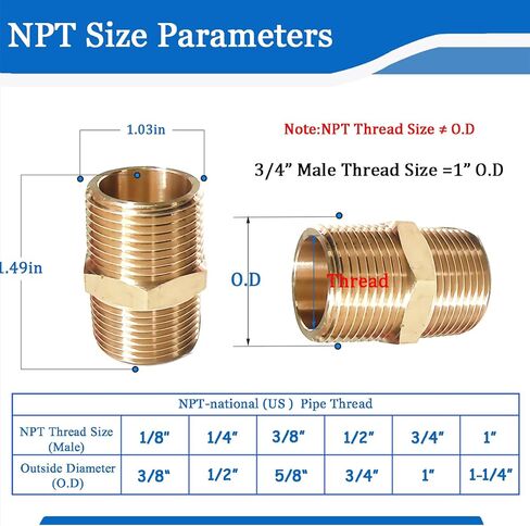 2PCS Hex Brass Nipple 3/8"NPT Male X 3/8" NPT Male Pipe Fitting 3/8 inch Brass Pipe Nipples Male Pipe Adapter Fittings Heavy Equal Brass Nipples Connectors (Male 3/8) in Kuwait