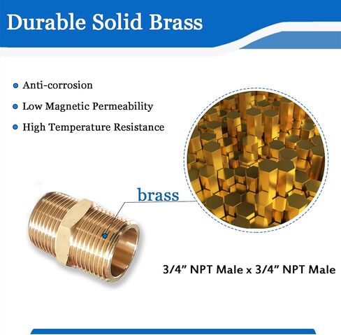 2PCS Hex Brass Nipple 3/8"NPT Male X 3/8" NPT Male Pipe Fitting 3/8 inch Brass Pipe Nipples Male Pipe Adapter Fittings Heavy Equal Brass Nipples Connectors (Male 3/8) in Kuwait
