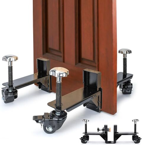 2-in-1 Heavy Door Installation Dolly with Rotating Wheels, White Hands-Free Door Dolly, Single Operator Door Lifter/Door Dolly for 5/8" to 2-1/4" Thick Pre-Hung, Slab & Front Doors Up to 800Lbs in Saudi Arabia