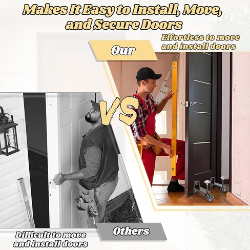 2-in-1 Heavy Door Installation Dolly with Rotating Wheels, White Hands-Free Door Dolly, Single Operator Door Lifter/Door Dolly for 5/8" to 2-1/4" Thick Pre-Hung, Slab & Front Doors Up to 800Lbs in Saudi Arabia