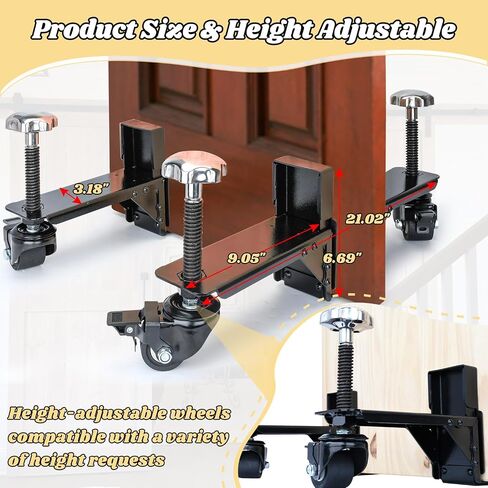 2-in-1 Heavy Door Installation Dolly with Rotating Wheels, White Hands-Free Door Dolly, Single Operator Door Lifter/Door Dolly for 5/8" to 2-1/4" Thick Pre-Hung, Slab & Front Doors Up to 800Lbs in Saudi Arabia