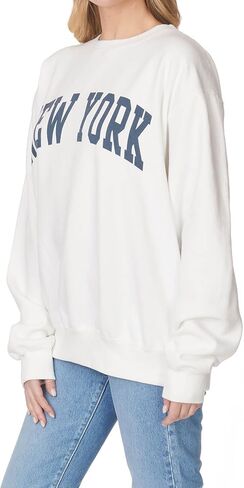 Women's Vintage Oversized New York Varsity Graphic Crewneck Sweatshirt in Kuwait