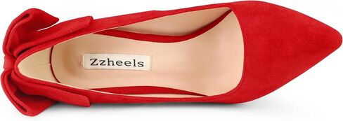 Zzheels Women's 3.74" Bow Pumps Pointed Toe Triangle Heel Pump Wedding Shoes in Saudi Arabia