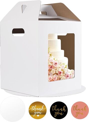 6 Pcs Corrugated Tall Cake Boxes in 2 Sizes 10x10x12 and 12x12x14 inch with Cake Boards, Large Cake Boxes with Stickers for Christmas Wedding Birthday Party in Saudi Arabia
