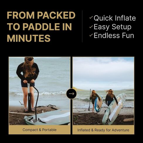 High-End Inflatable Paddle Board by Bkrazy - Complete Package with Accessories & Bag - Perfect Stand up Paddle Board for Lakes, River and Ocean - 10,6 ft Paddle Board for Adults in Saudi Arabia
