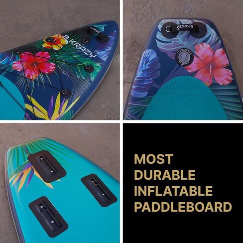High-End Inflatable Paddle Board by Bkrazy - Complete Package with Accessories & Bag - Perfect Stand up Paddle Board for Lakes, River and Ocean - 10,6 ft Paddle Board for Adults in Saudi Arabia