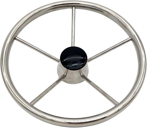 MARINE CITY 304 Stainless Steel Sports Steering Wheel with Finger Grips & Small Control Knob - 3 Spokes Style | Perfect for Boats, Marines, and Yachts in Saudi Arabia