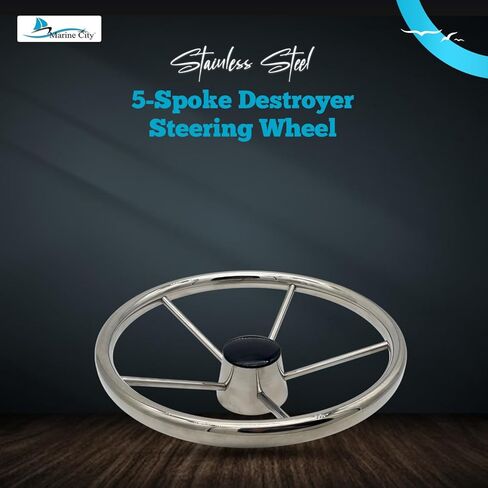 MARINE CITY 304 Stainless Steel Sports Steering Wheel with Finger Grips & Small Control Knob - 3 Spokes Style | Perfect for Boats, Marines, and Yachts in Saudi Arabia