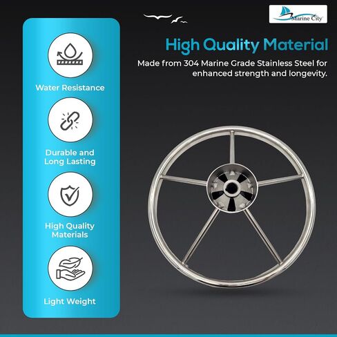 MARINE CITY 304 Stainless Steel Sports Steering Wheel with Finger Grips & Small Control Knob - 3 Spokes Style | Perfect for Boats, Marines, and Yachts in Saudi Arabia