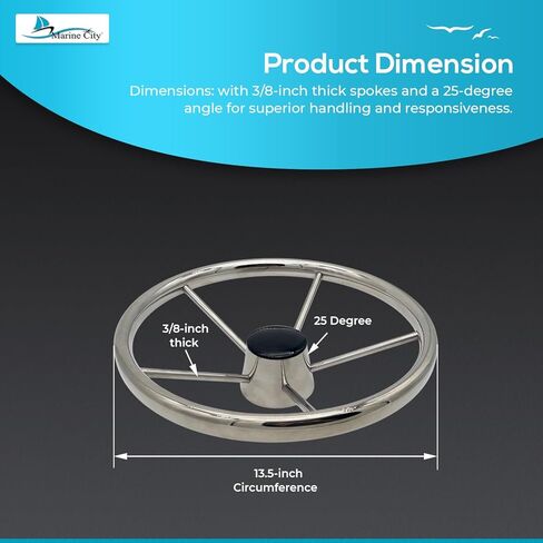 MARINE CITY 304 Stainless Steel Sports Steering Wheel with Finger Grips & Small Control Knob - 3 Spokes Style | Perfect for Boats, Marines, and Yachts in Saudi Arabia