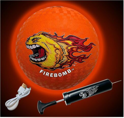 LED Rubber Ball- Rechargeable Light-Up Ball for Dodgeball, Kickball, Handball, Four Squrae, Playground Nighttime Fun Glowing Sports Ball for All Ages in Saudi Arabia
