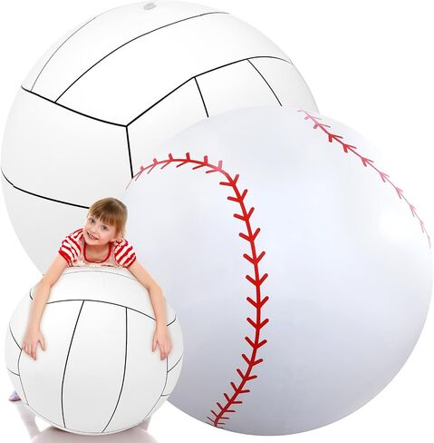 Lewtemi 2 Pcs 27 Inch/ 40 Inch Giant Inflatable Sports Balls Large Inflatable Beach Ball Inflatable Ball for Summer Pool Outdoor Activity Games Toys (Soccer, Basketball,40 Inch) in Saudi Arabia