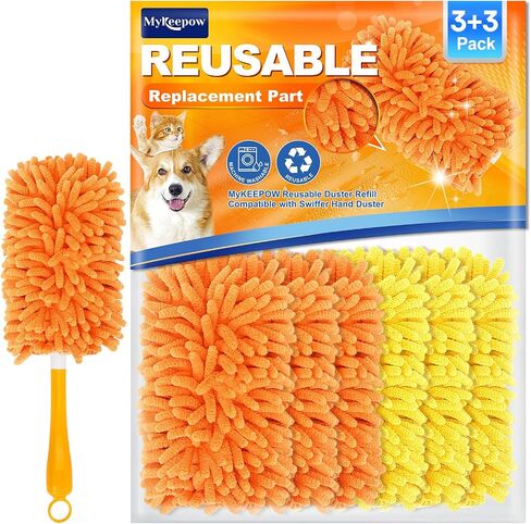 5 Pack Reusable Duster Refill for Swiffer Hand Duster, 360 Degree Duster Refills for Cleaning, Ceiling Fan, Orange (Handle is Not Included) in Saudi Arabia